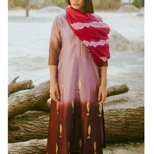 Silk gold foil kurta set